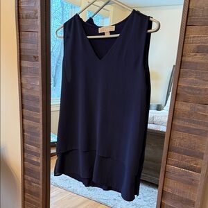 Michael Kors Navy V-Neck Sleeveless Blouse